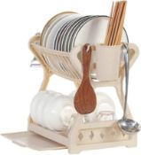 6 x Multifunction Tableware Storage Racks - Khaki RRP Â£32.99 L31b