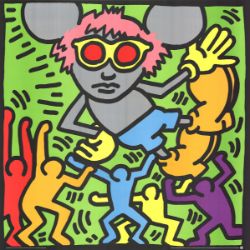 Very Large Keith Haring 'Andy Mouse' Serigraph 1989