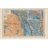 WW1 Battle Lines Western Front Champagne & Verdun Antique Coloured Detailed Map 1922.