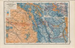 WW1 Battle Lines Western Front Champagne & Verdun Antique Coloured Detailed Map 1922.