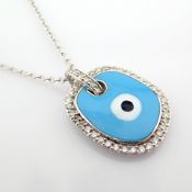 18K evil eye necklace detailed with enamel and brilliant