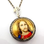 An exquisite necklace detailed with micro-art, brilliant diamonds and gold on silver - Hand Made