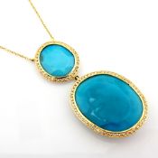 18K yellow gold necklace detailed with turquoise and brilliant
