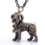 Our loyal pawed friends! Necklace detailed with brilliant diamonds and gold on silver - Hand Made