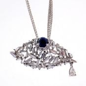 An exquisite evil eye necklace detailed with brilliant diamonds and