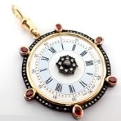 An exquisite pendant made of gold and silver, featuring an antique watch dial adorned with