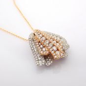 18K white and rose gold necklace detailed with brilliant