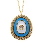 18K evil eye necklace detailed with enamel and brilliant
