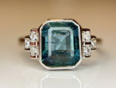Beautiful 3.32 CT Natural Emerald With Natural Diamonds & 18k Gold