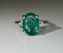 Beautiful 2.77 CT Natural Emerald Ring With Natural Diamonds & Platinum 950
