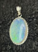 Beautiful 6.56CT Natural Opal Pendant With Natural Diamond And 950 Platinum