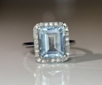 Beautiful 2.71 CT Natural Aquamarine Ring With Natural Diamonds & 950 Platinum
