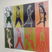 Julian Opie (1958) 'Crossing' Set of Eight Lenticular Cards, 2020