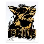 Faile (b 1975 & 76) Alsatian 'Black/Gold' Embossed Screen Print On Paper Signed, Limited Edition