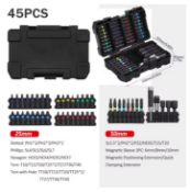 Drill & Screwdriver Bit Set – Alloy Steel, Plastic Storage Case, 45 Pieces DIY Tool Kit