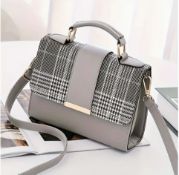 Checkered Women's Crossbody Bag - Fashionable Button Top Handle