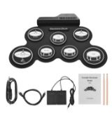 Portable Electronic Drum Pad Kit – Foldable Silicone Roll-Up Drums With Pedals, USB Rechargeable