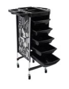 Professional 5-Drawer Hairdressing Trolley With Foldable Top – Salon, Barber, Or Spa Storage Cart