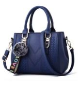 Embroidery Messenger Bags Women Leather Handbag Blue