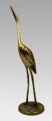 Mid-20th Century Brass Crane Sculpture