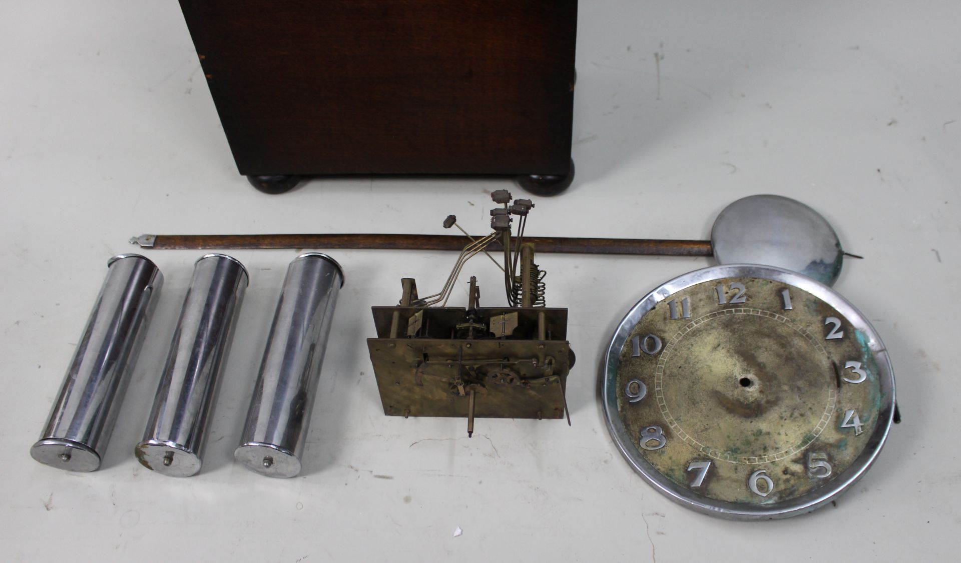 Art Deco Longcase Clock – For Restoration – Chrome Dial & Triple Weight Movement - Image 7 of 10
