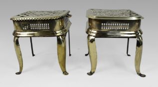 Pair of George III Pierced Brass Footman Trivets, England circa 1800