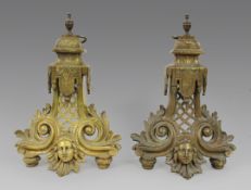 Fine Antique Brass Fire Chenets