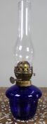 Antique Cobalt Blue Glass Oil Lamp