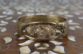Antique Gilt Filigree Hinged Bangle c.1900