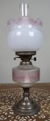 Antique Oil Lamp with Glass Font & Shade