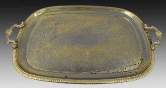 Large Vintage Gold Plated Tray
