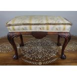 Carved Walnut Upholstered Footstool c.1930