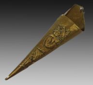 Arts & Crafts Period Brass Wall Pocket / Posy Holder