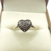 Sterling Silver Marcasite Heart Shaped Ring