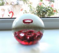 Vintage Signed Selkirk Glass Ruby Gemini Paperweight 1980 Rare