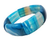 Brazilian Blue Banded Agate Stretch Bracelet New With Gift Pouch