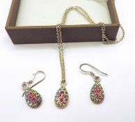 Sterling Silver Multi-Gemstone Necklace & Earrings