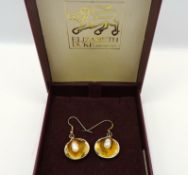 Gold On Sterling Silver Freshwater Cultured Pearl Shell Shaped Earrings