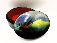 Vintage Russian Lacquer Box Hand Painted Stormy Sea Scene