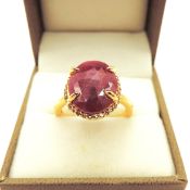 Gold On Sterling Silver 10 Carat Red Gemstone Ring
