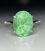 Beautiful 5.47ct Natural Colombian Emerald With Natural Diamonds & 18k Gold