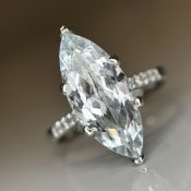 Beautiful 3.16 CT Natural Aquamarine Ring With Natural Diamonds & 18k White Gold
