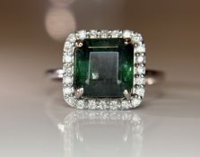 Beautiful 3.88 CT Natural Emerald Ring With Natural Diamonds & Platinum 950