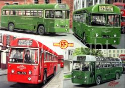 London Transport RF Bus Nostalgic Vintage Scene Metal Wall Art
