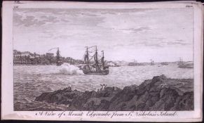 St Nicholas Island Devon Rare 1776 Georgian Copper Antique Engraving -39a