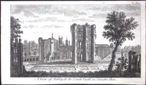 Ashby-De-La-Zouch Castle Rare Georgian Copper Antique 1776 Engraving-143.