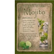 Mojito Vintage Retro Style Cocktail Recipe Large Metal Wall Art