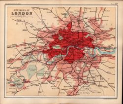 London And Its Environs Double Sided Antique 1896 Map-13b