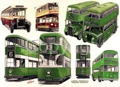 Liverpool City Corporation Bus Montage Metal Wall Art