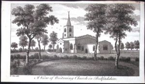 Bedford Westoning Church Scarce Georgian Copper Antique 1776 Engraving-126.
